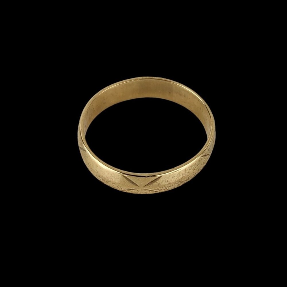 14K Yellow Gold Diamond Cut Engraved Wide Band Size 9.75 - Picture 2 of 2